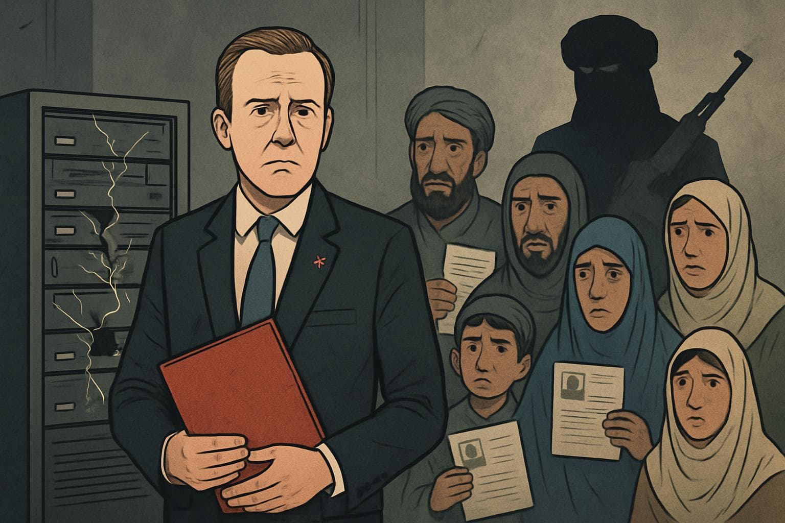 UK official with Afghan families and broken server