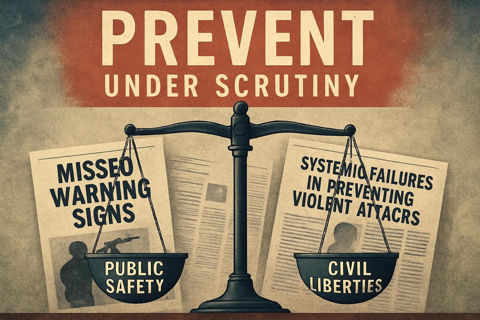 Balancing scale symbolizing UK Prevent scheme issues