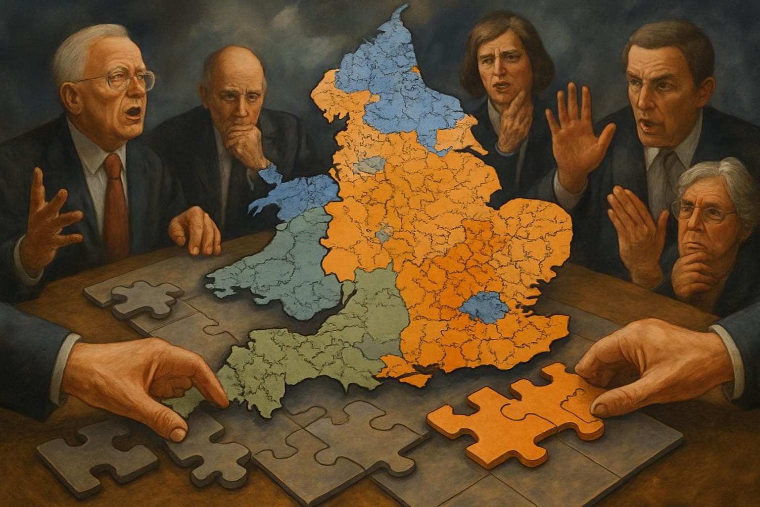 Surreal puzzle of UK council maps being reorganized