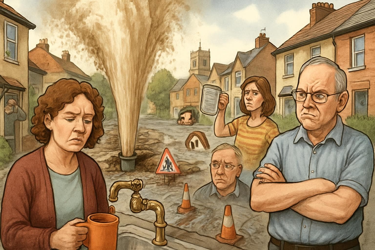 UK towns with burst water mains and dry taps