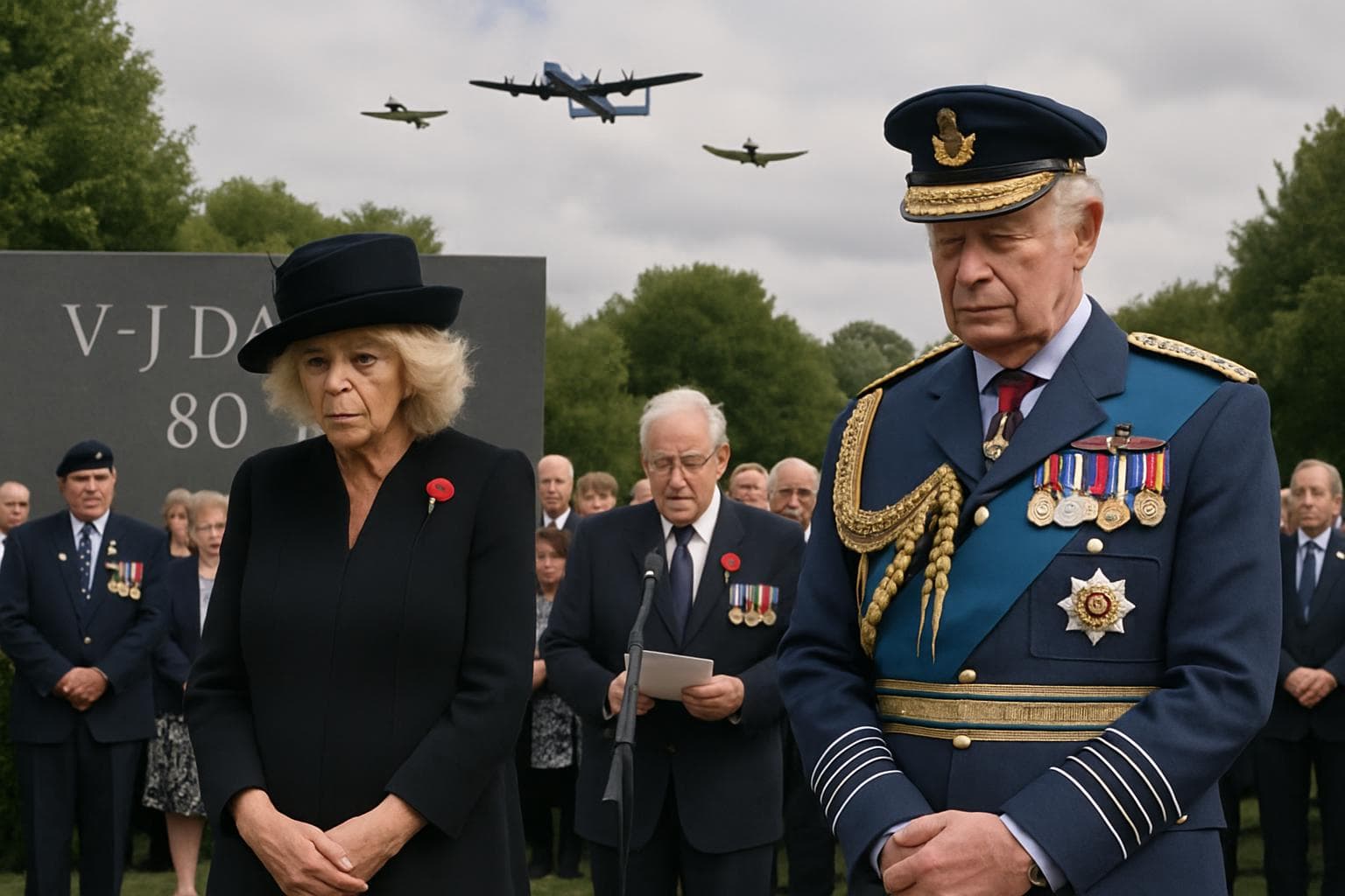 King Charles III and Queen Camilla at VJ Day ceremony