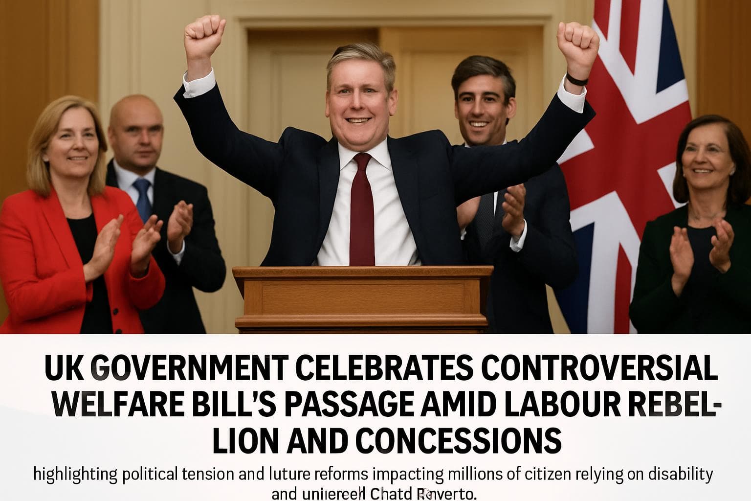 UK government officials celebrating welfare bill passage