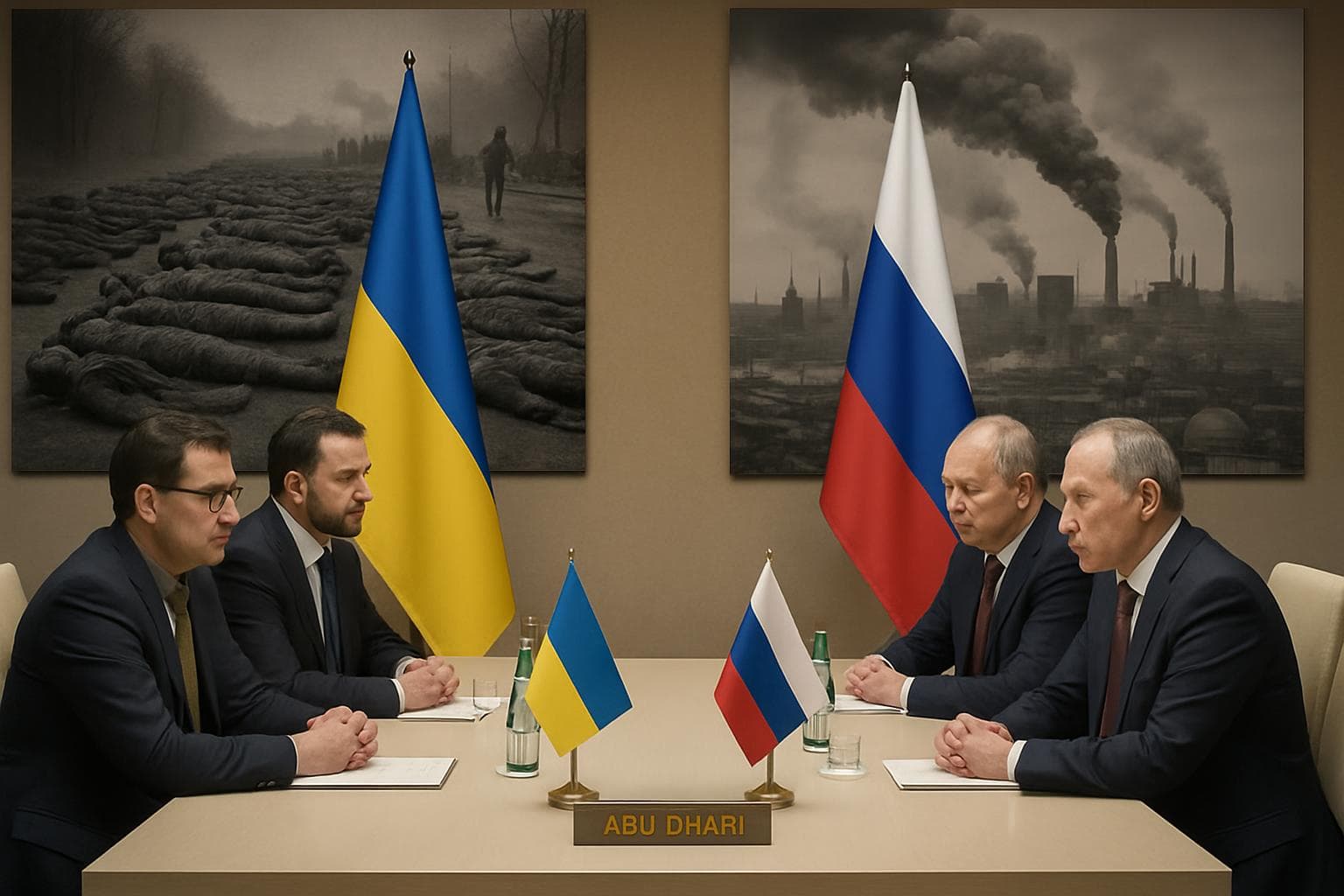 Ukrainian and Russian representatives in peace talks