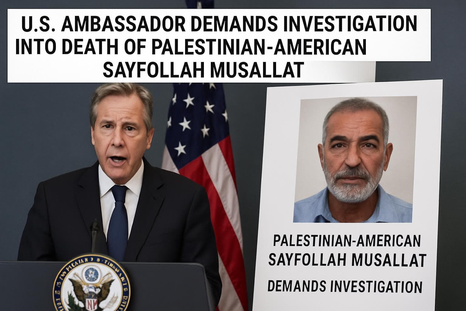 US ambassador speaking about Palestinian-American's death