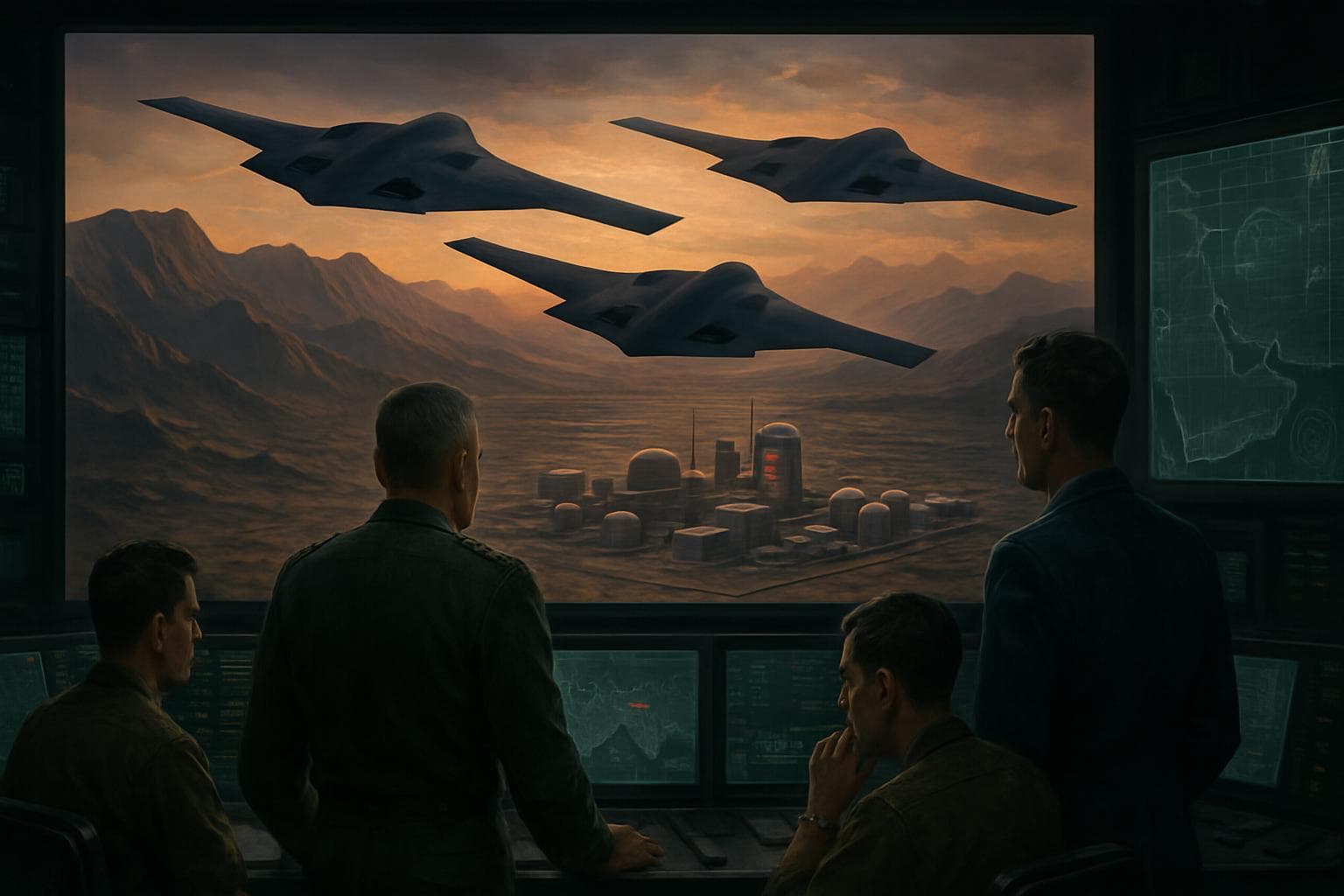 Three US B-2 bombers flying over Iranian nuclear sites