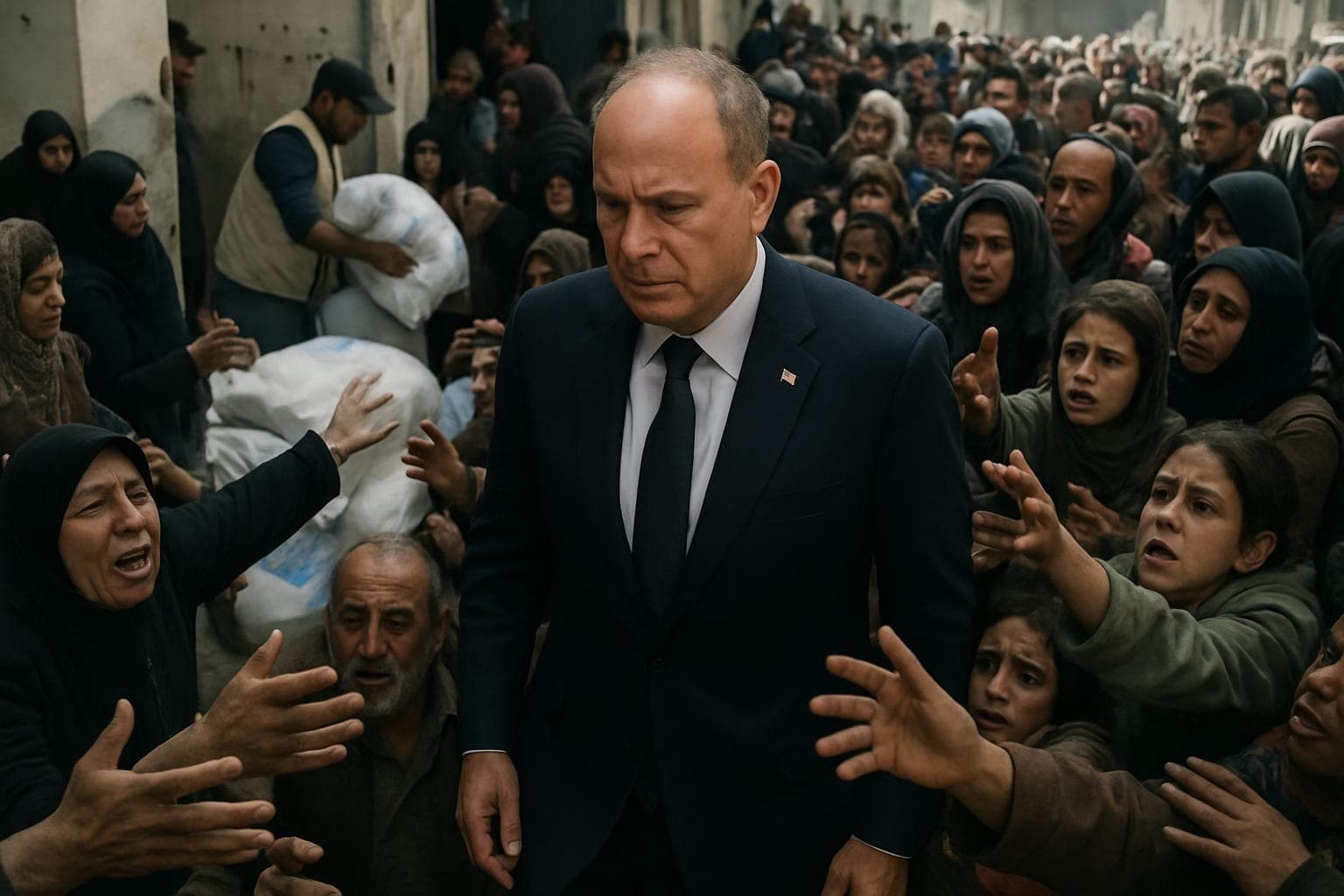 US envoy at crowded Gaza food distribution site