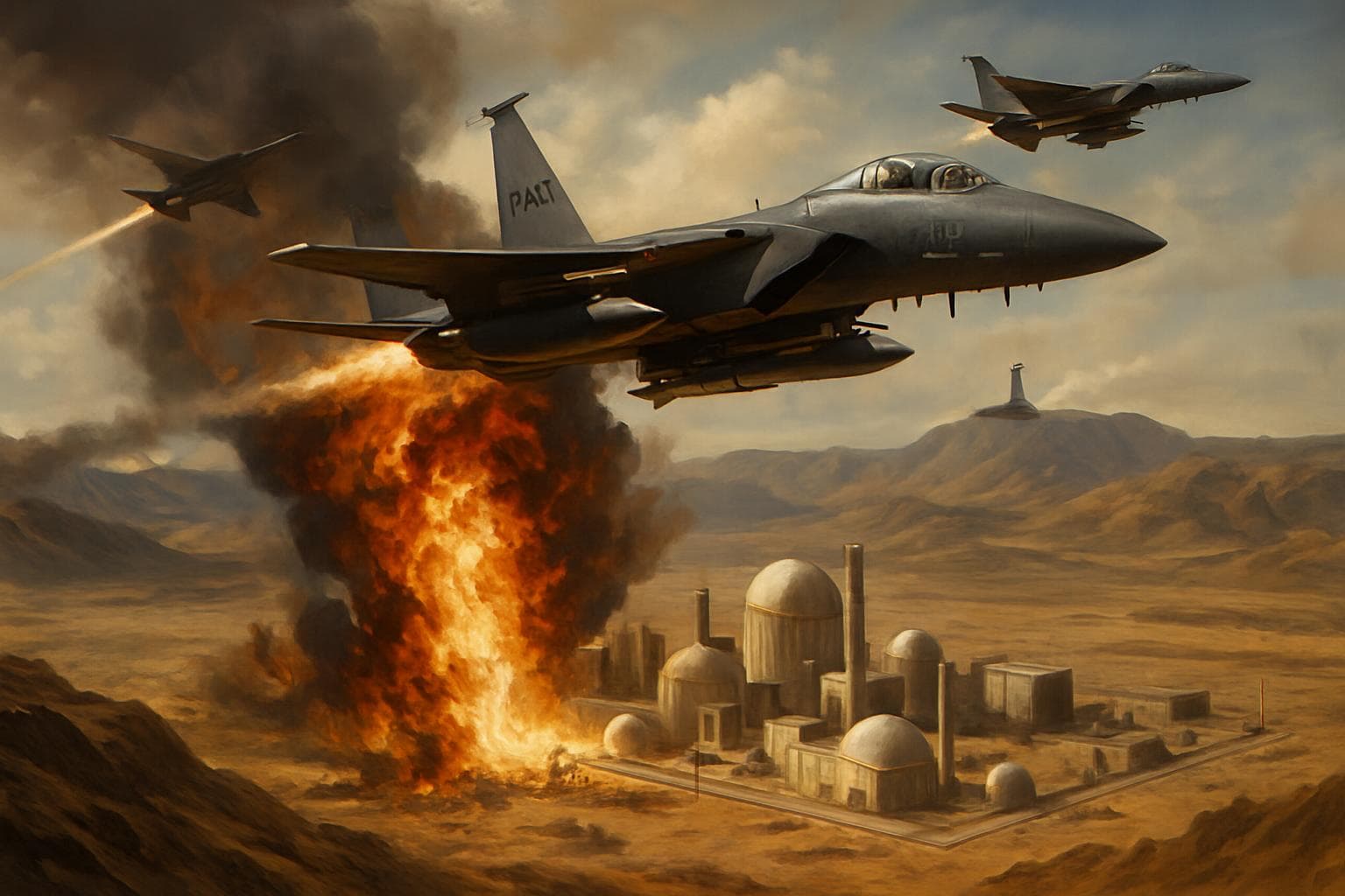 US fighter jets launching airstrikes on Iranian nuclear sites