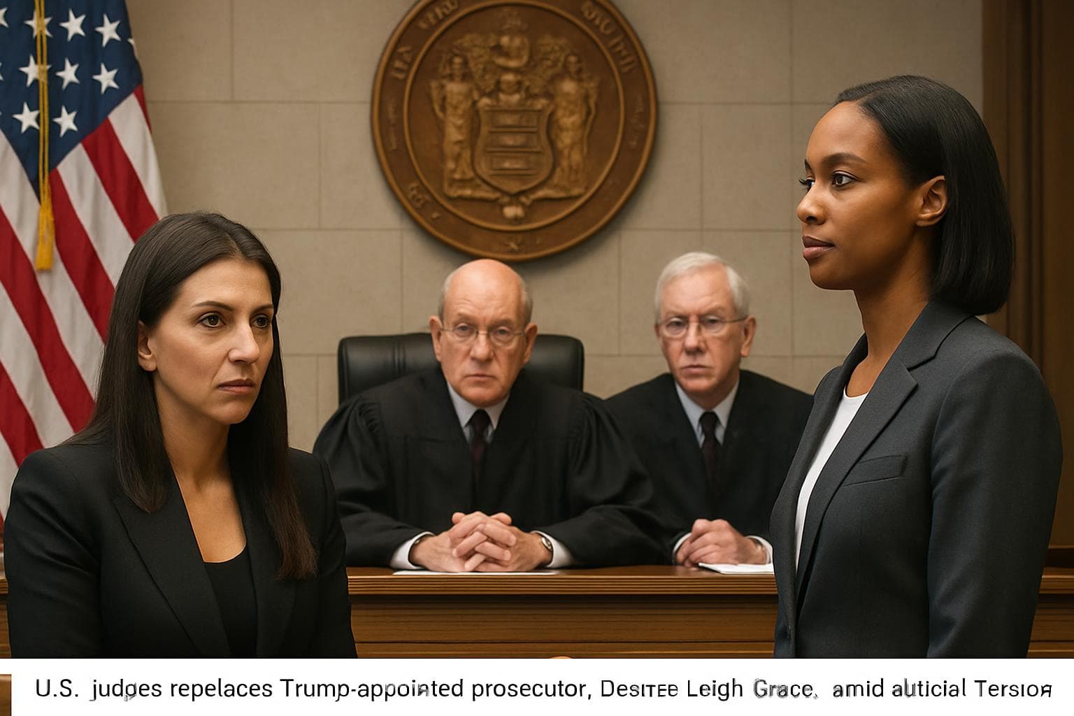 Panel of US judges in a courtroom setting