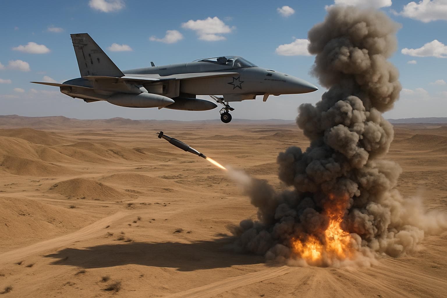 US military jet conducting airstrikes over Nigerian desert