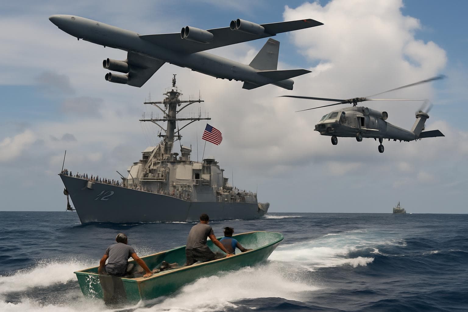 US military naval and air assets in Caribbean operation