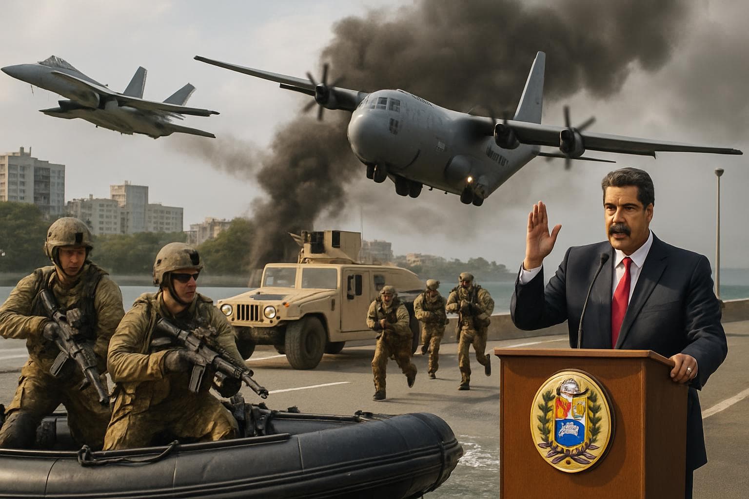 U.S. military forces in air, land, and sea operation