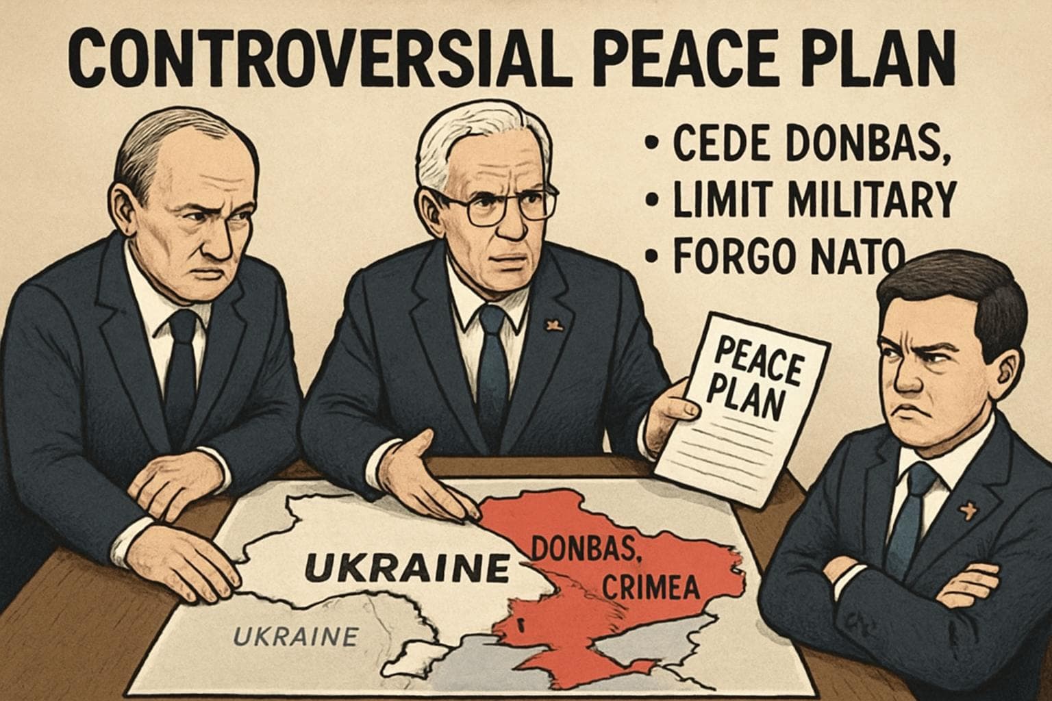 US and Russian diplomats discussing Ukraine peace plan