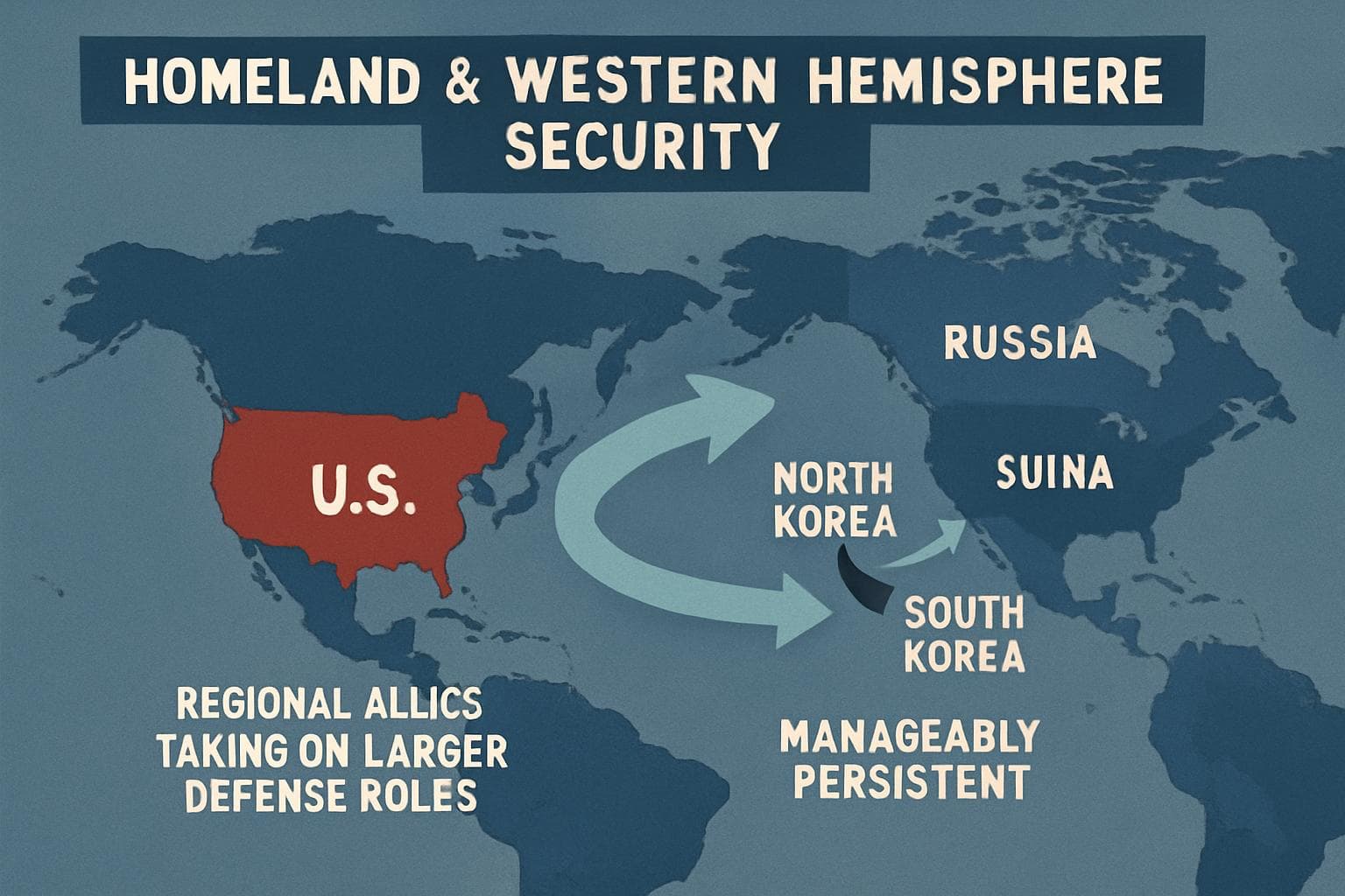 Strategic map of US security focus on Western Hemisphere