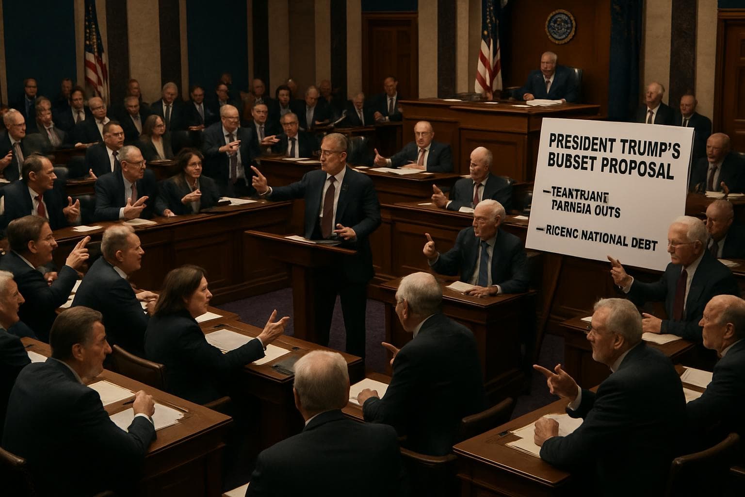 US Senate chamber with lawmakers debating budget proposal