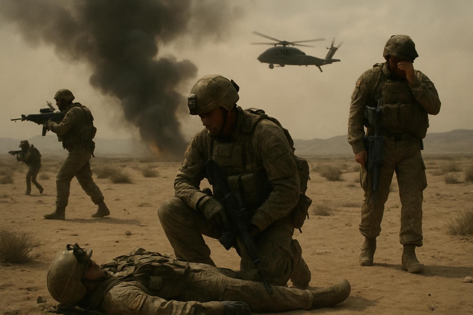 US soldiers in a desert during counter-terrorism operations