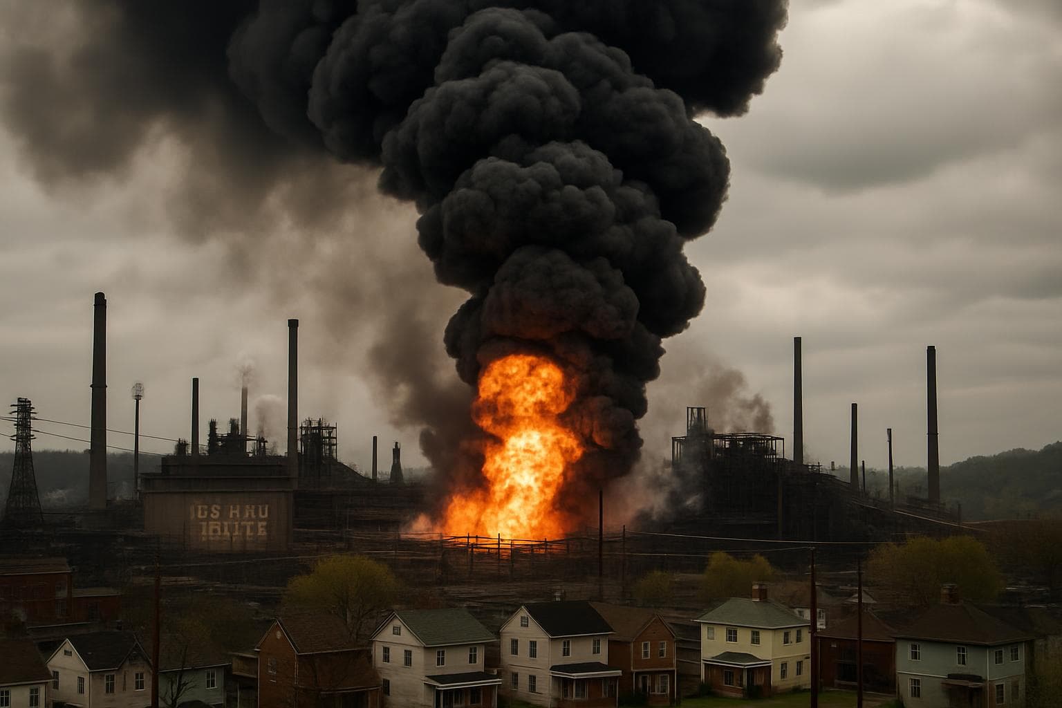 Thick black smoke rising from US Steel Clairton plant