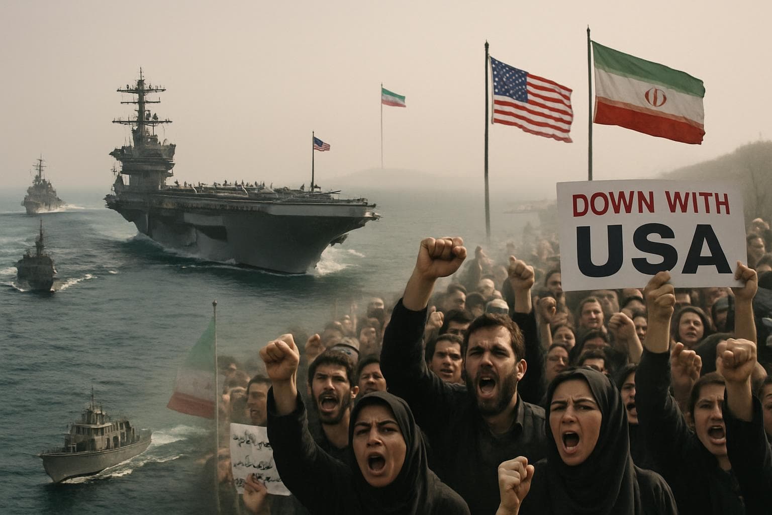 USS Abraham Lincoln carrier strike group near Iranian waters