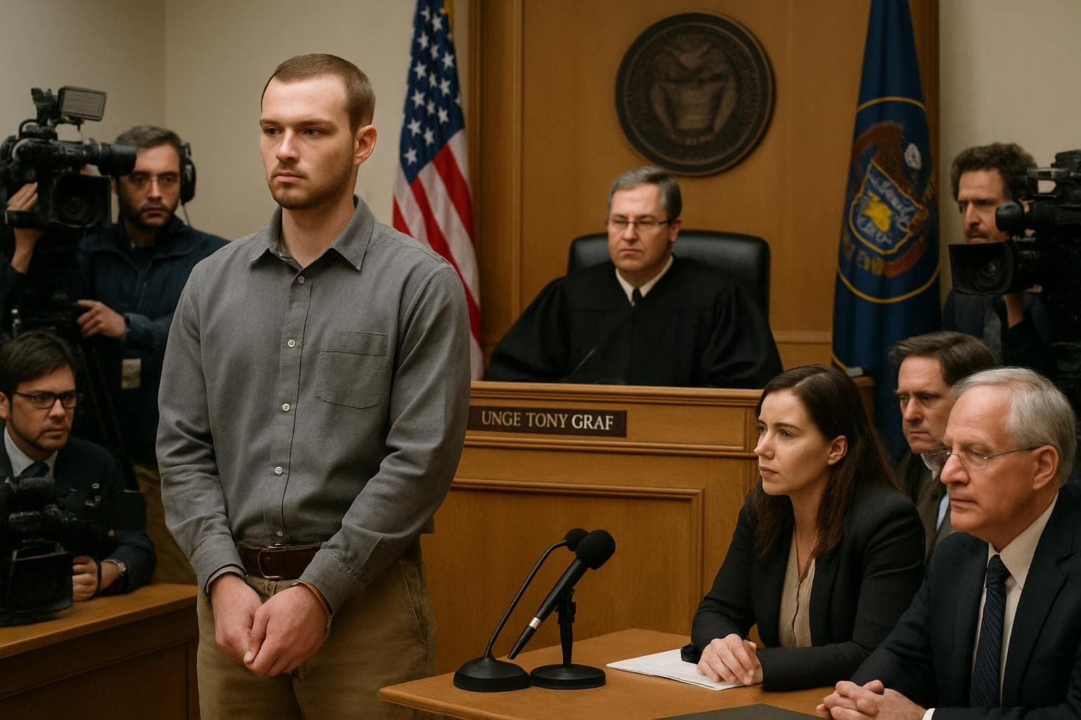 Judge Tony Graf in Utah courtroom during murder trial