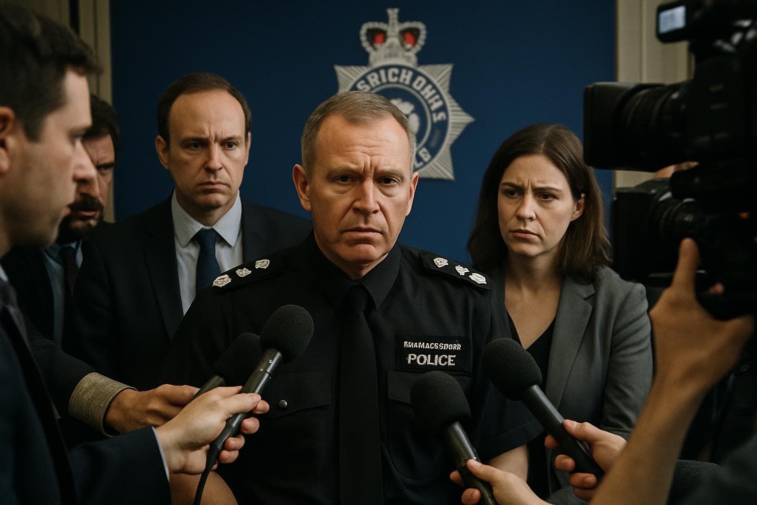 Warwickshire Police at media conference denying cover-up