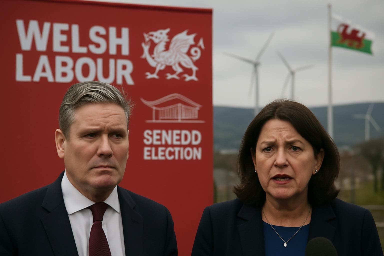 Keir Starmer and Eluned Morgan in a political setting