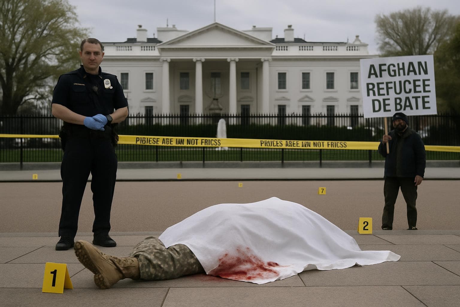 Scene near the White House after a targeted shooting