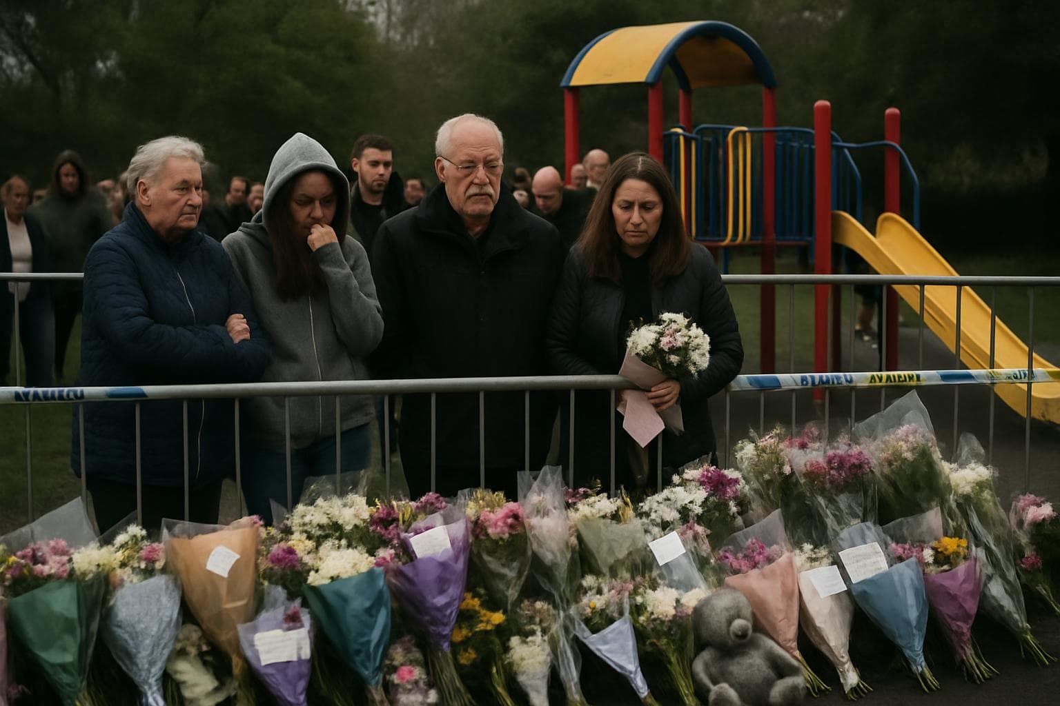 Community members mourn at Winsford playground memorial