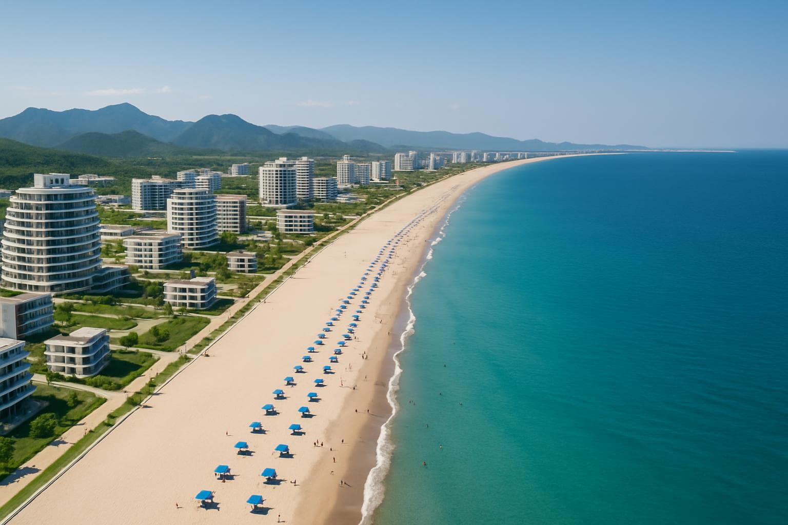 Wonsan Kalma beach resort coastline in North Korea