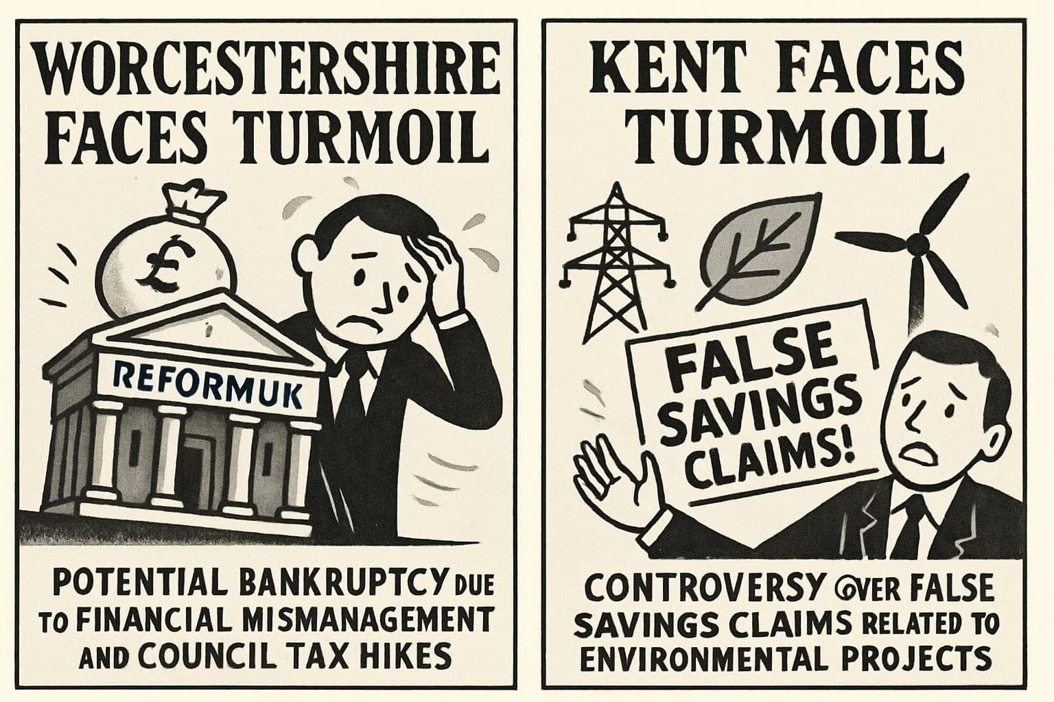 Worcestershire and Kent councils facing financial issues