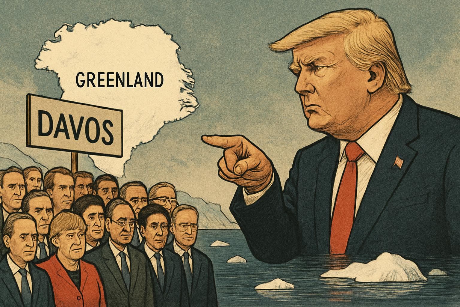 World leaders at Davos Forum facing President Trump