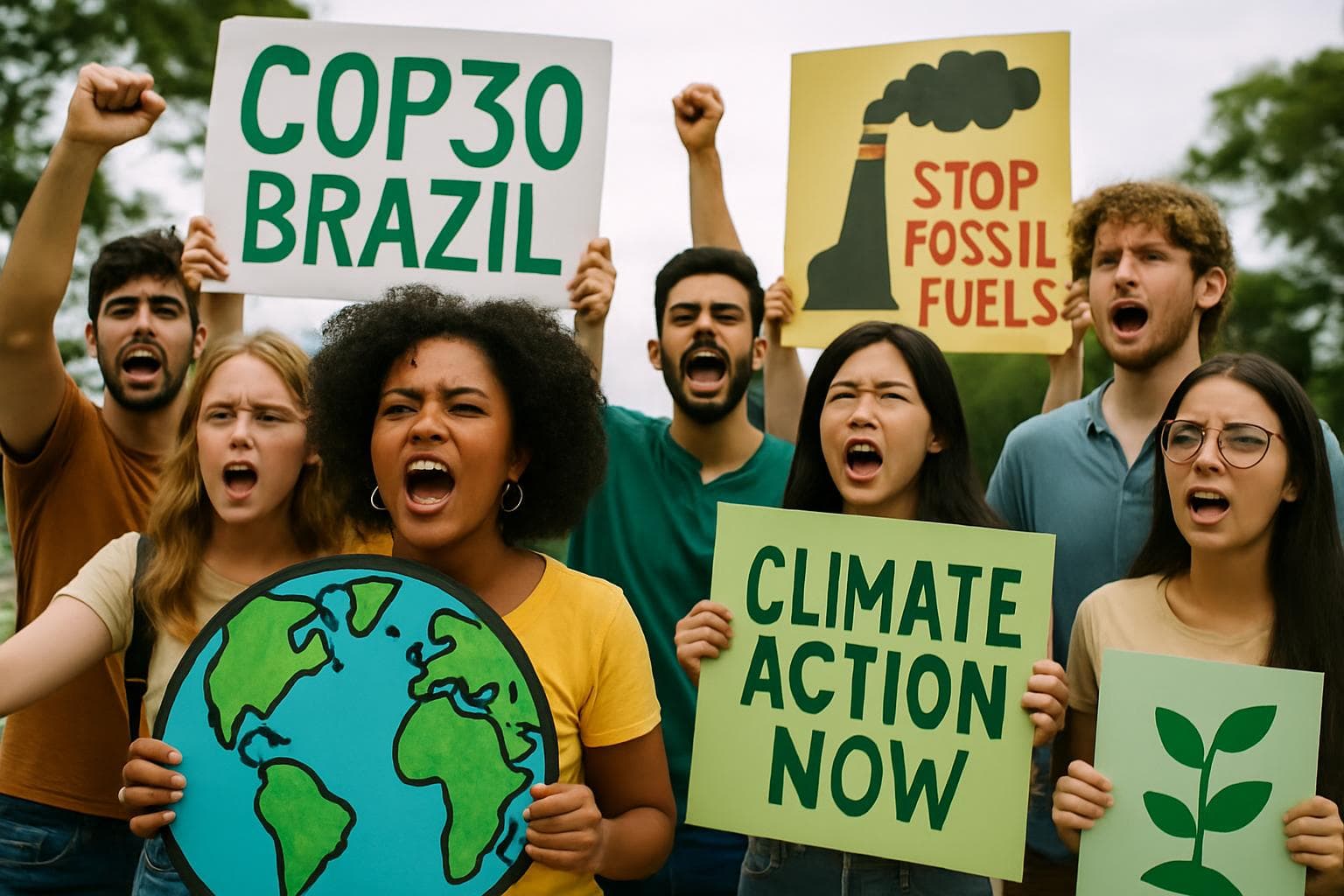 Young activists advocating for climate action at COP30 in Brazil