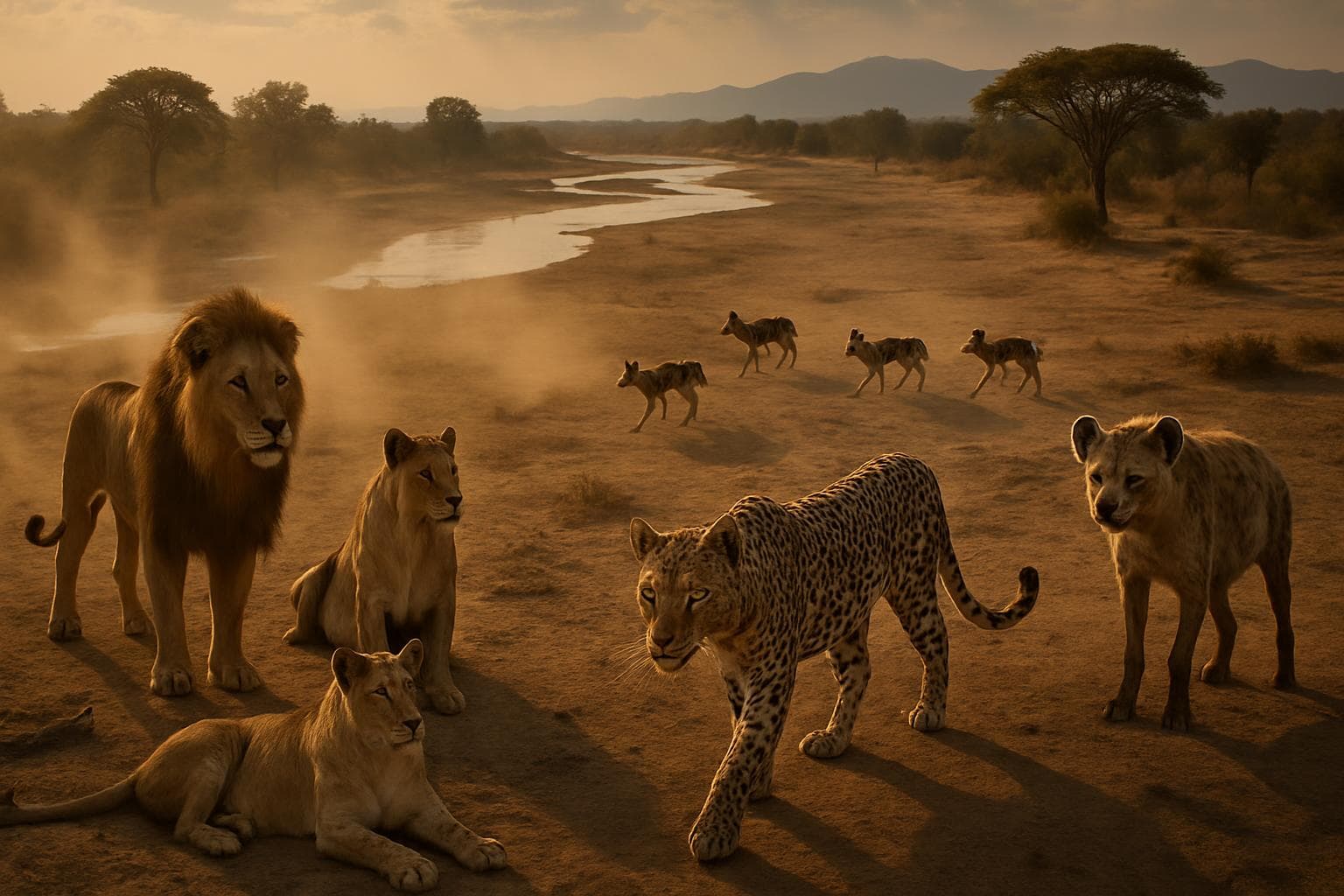 Four carnivore families in Zambia's Luangwa Valley