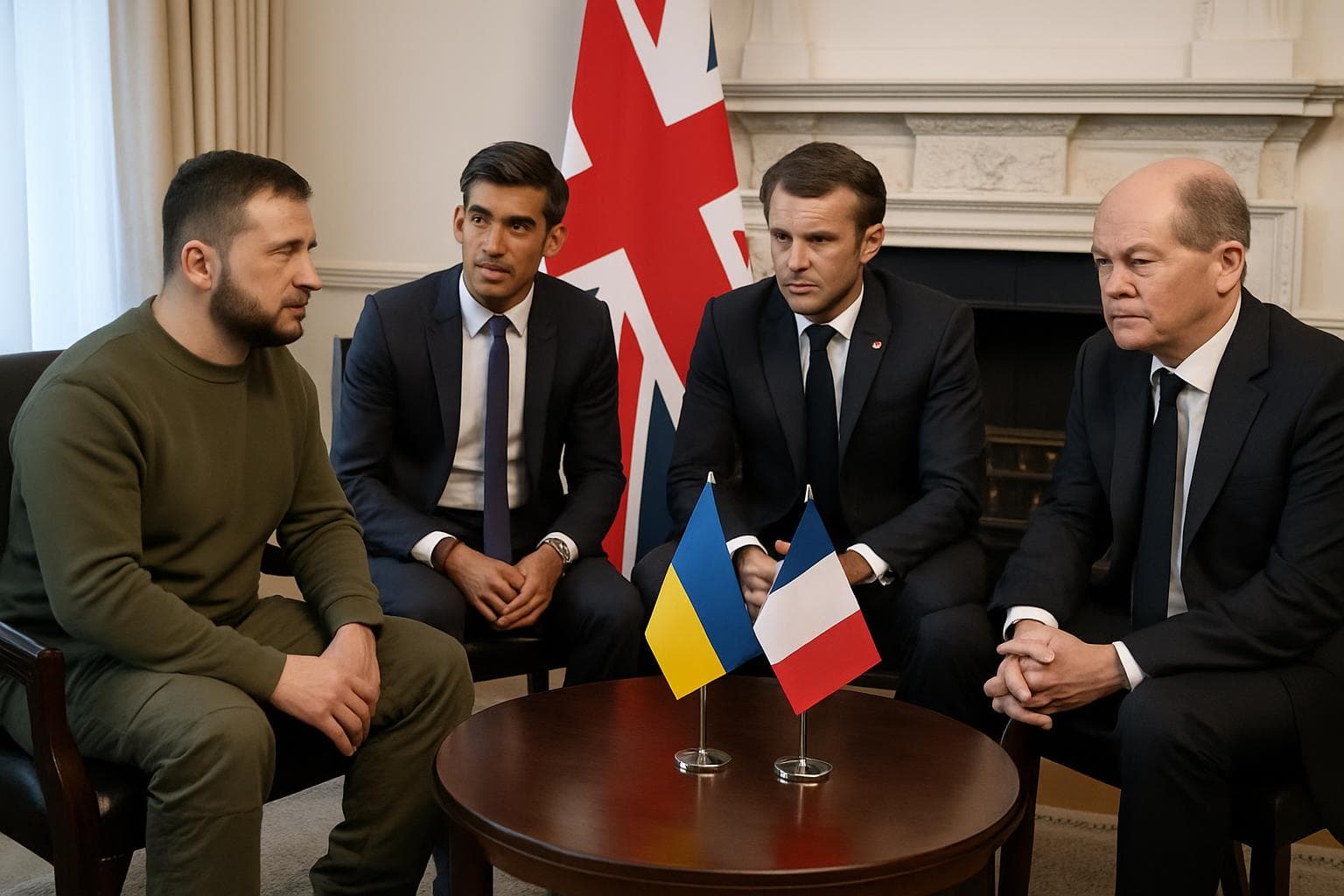 President Zelensky with UK, France, Germany leaders in London
