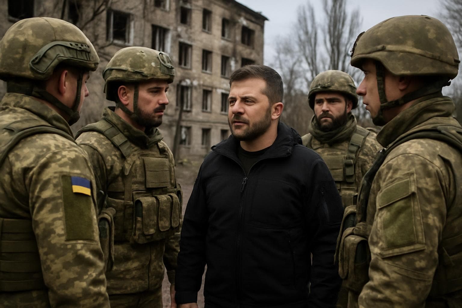 President Zelensky with Ukrainian troops near Pokrovsk