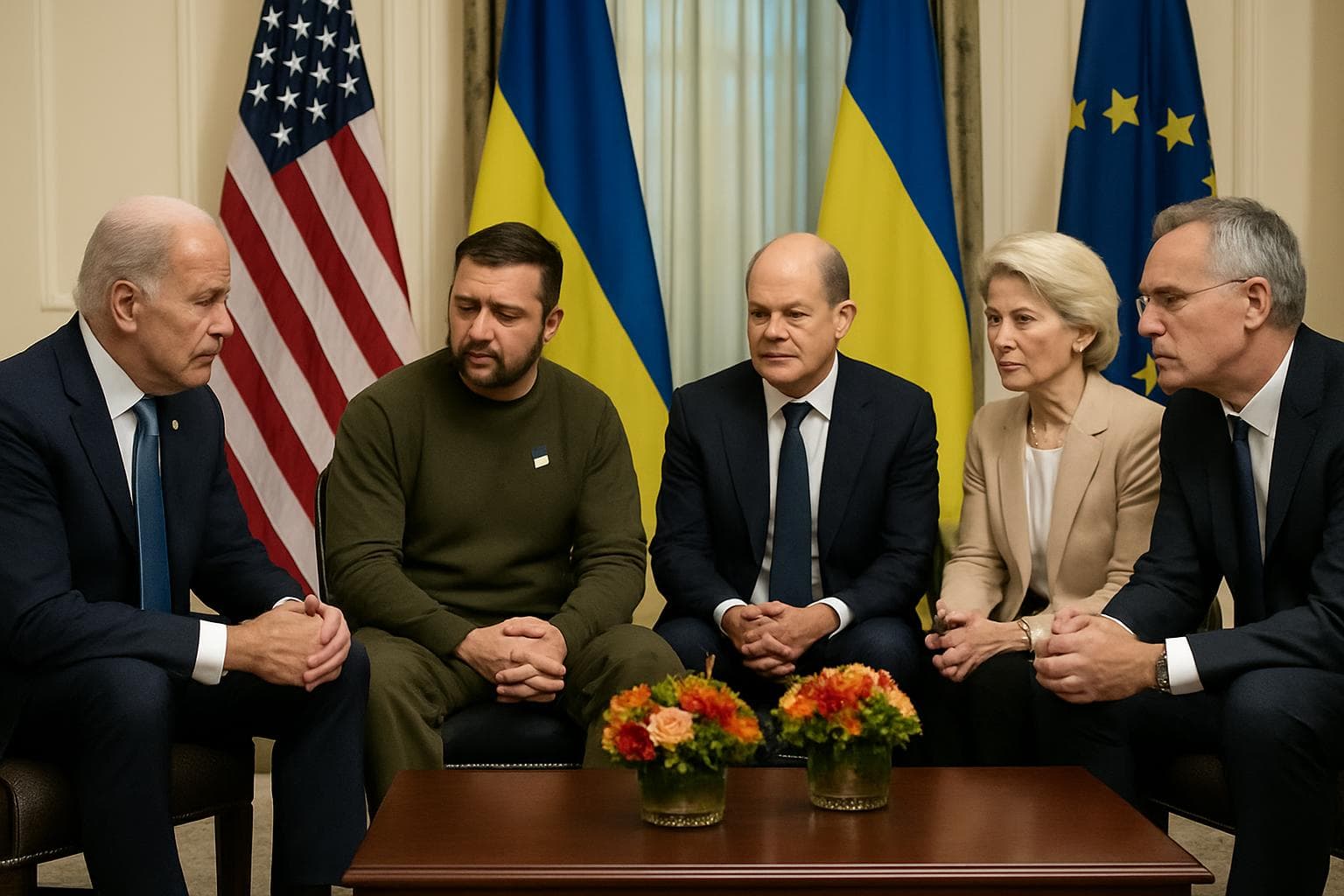 President Zelenskyy with global leaders in Washington meeting