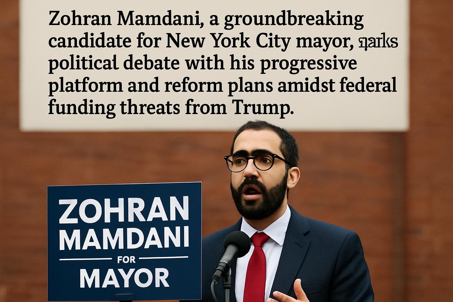 Zohran Mamdani speaking at a political rally