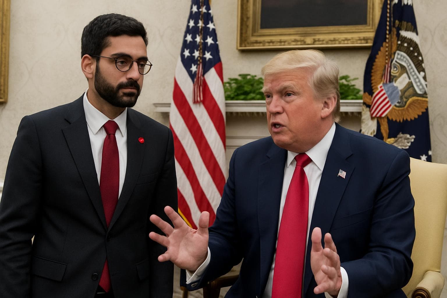 Zohran Mamdani and Donald Trump meeting in Oval Office