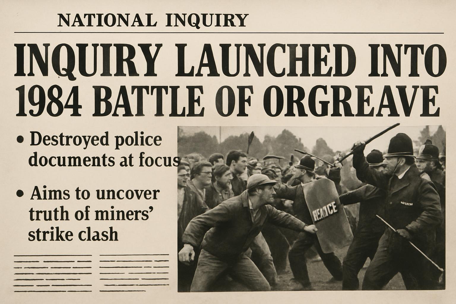 National Inquiry Launched into Orgreave Clash as Police Probe Document Destruction