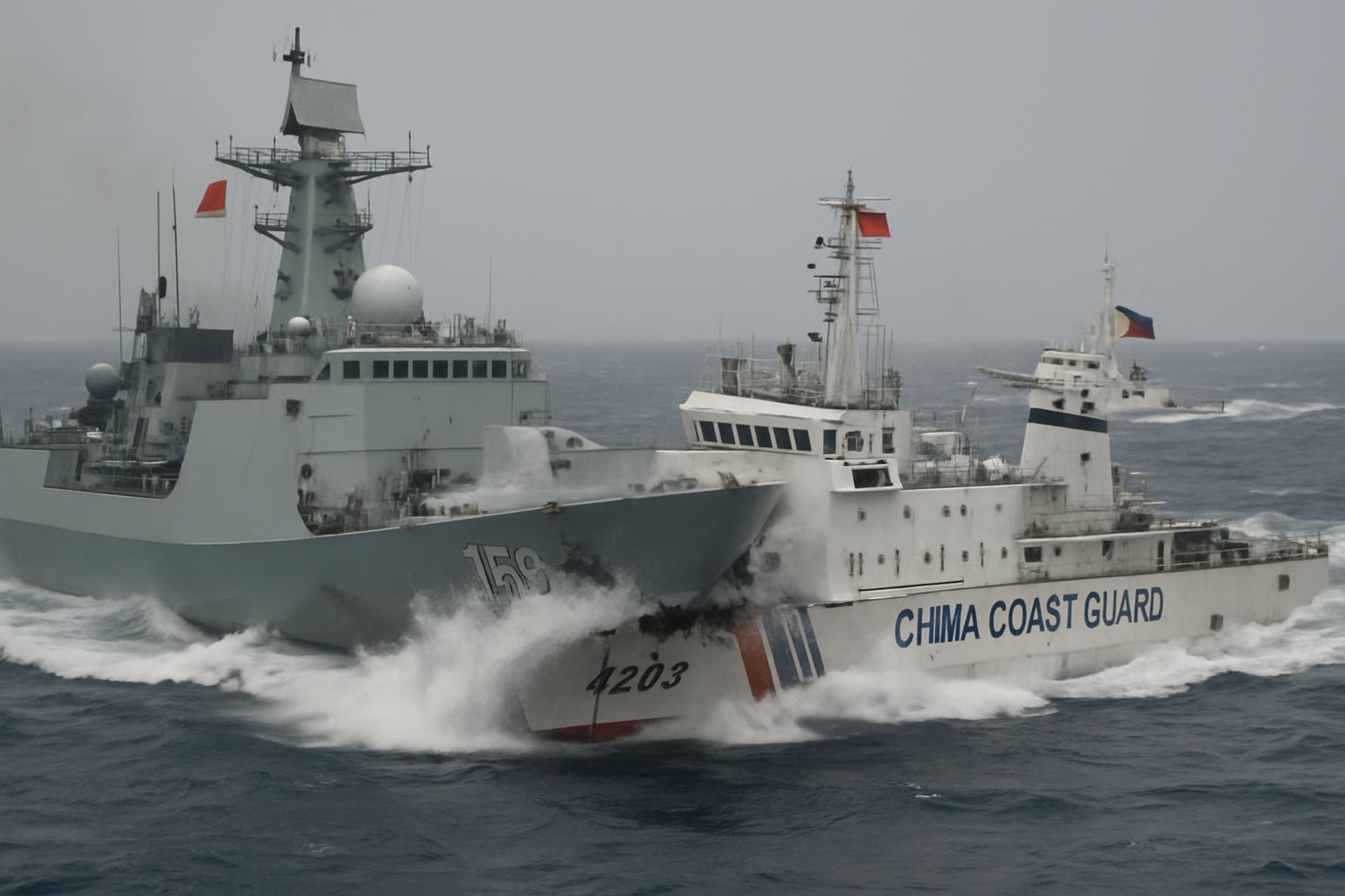 Chinese Warship Collides with Own Coast Guard in South China Sea Tensions