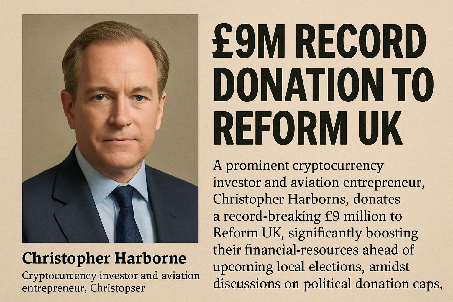 Cryptocurrency Investor's Record £9m Donation Boosts Reform UK Ahead of Elections