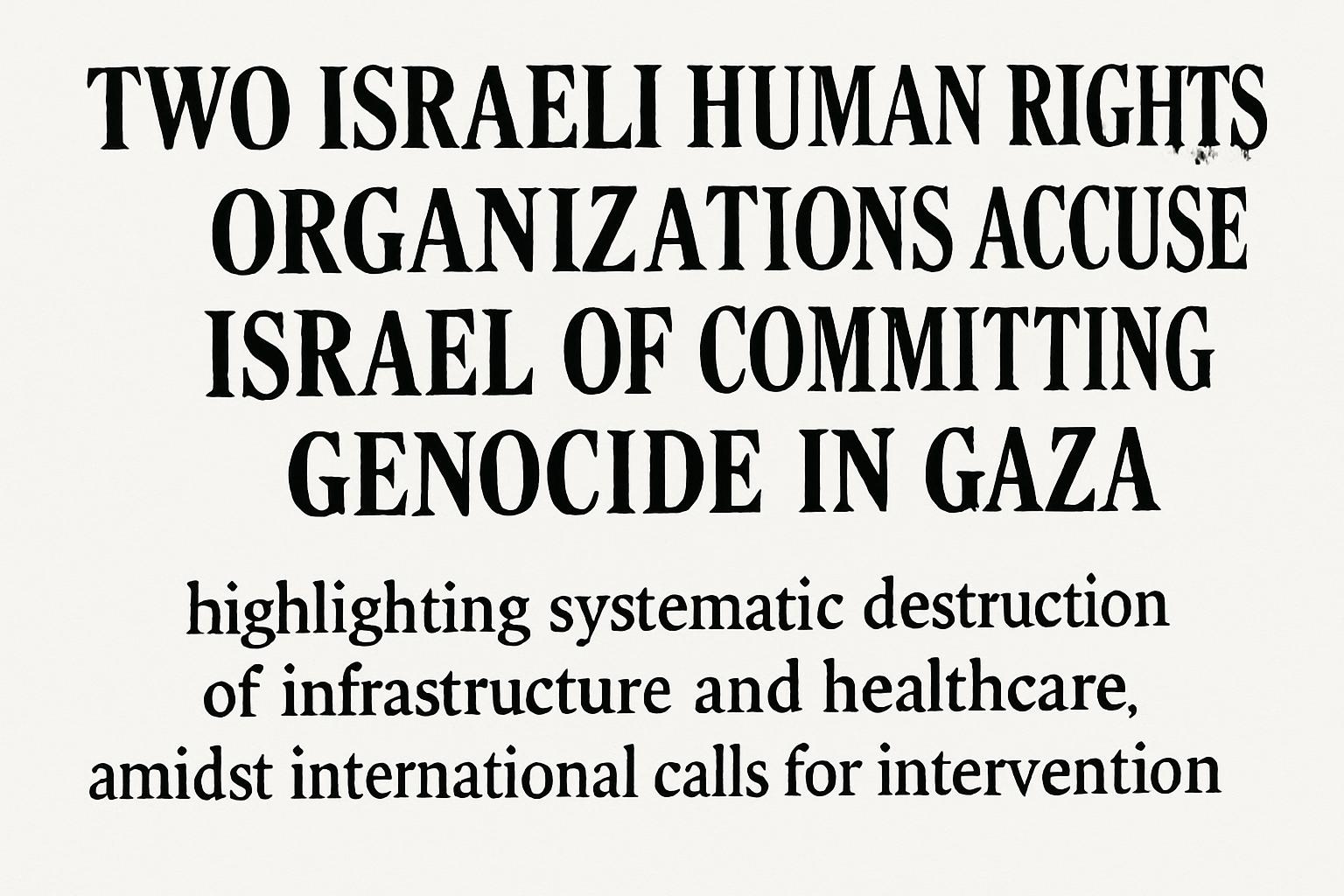 Israeli Rights Groups Accuse Israel of Genocide in Gaza