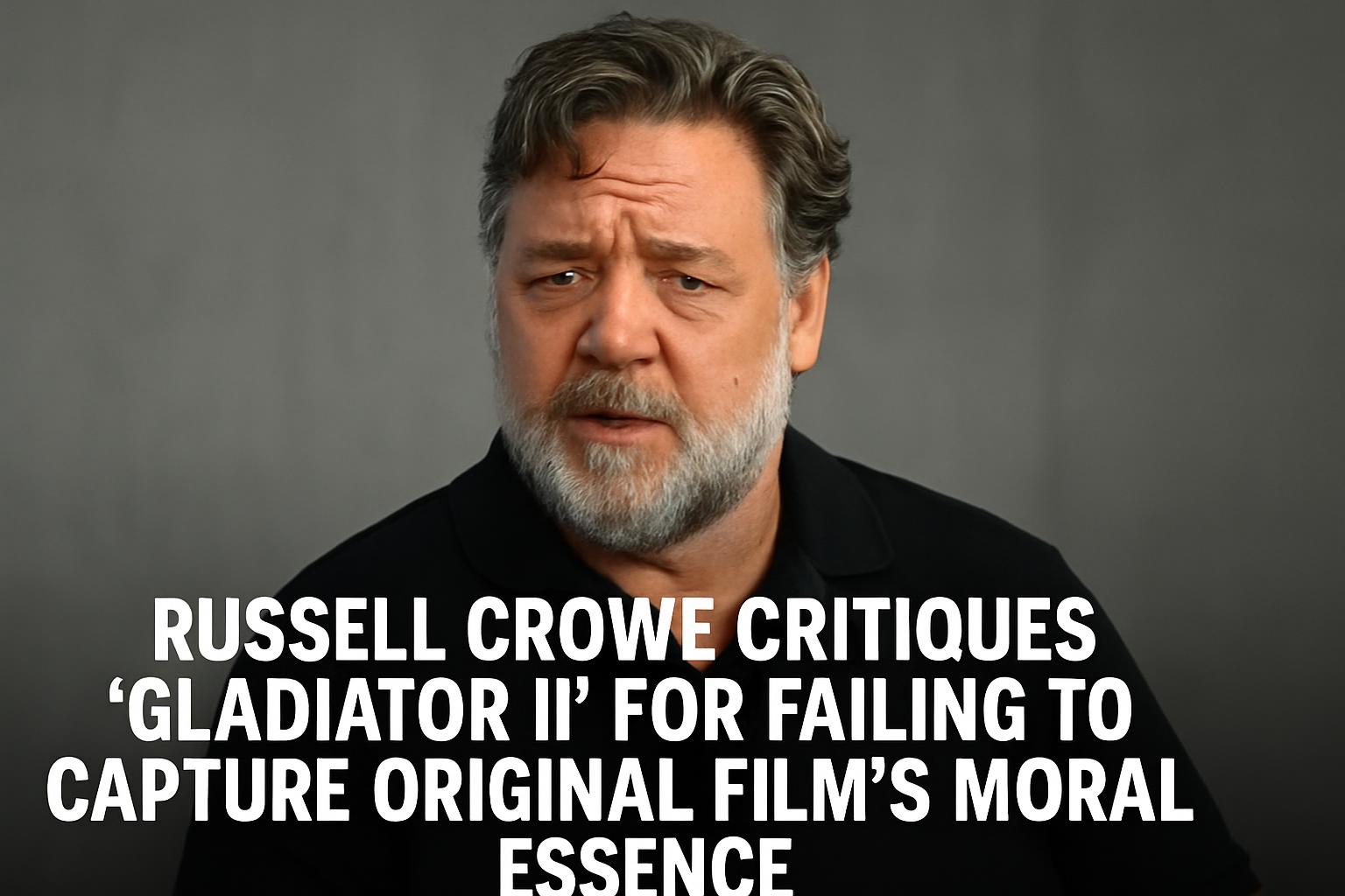 Russell Crowe Criticizes Gladiator II for Missing the Original's Moral Essence
