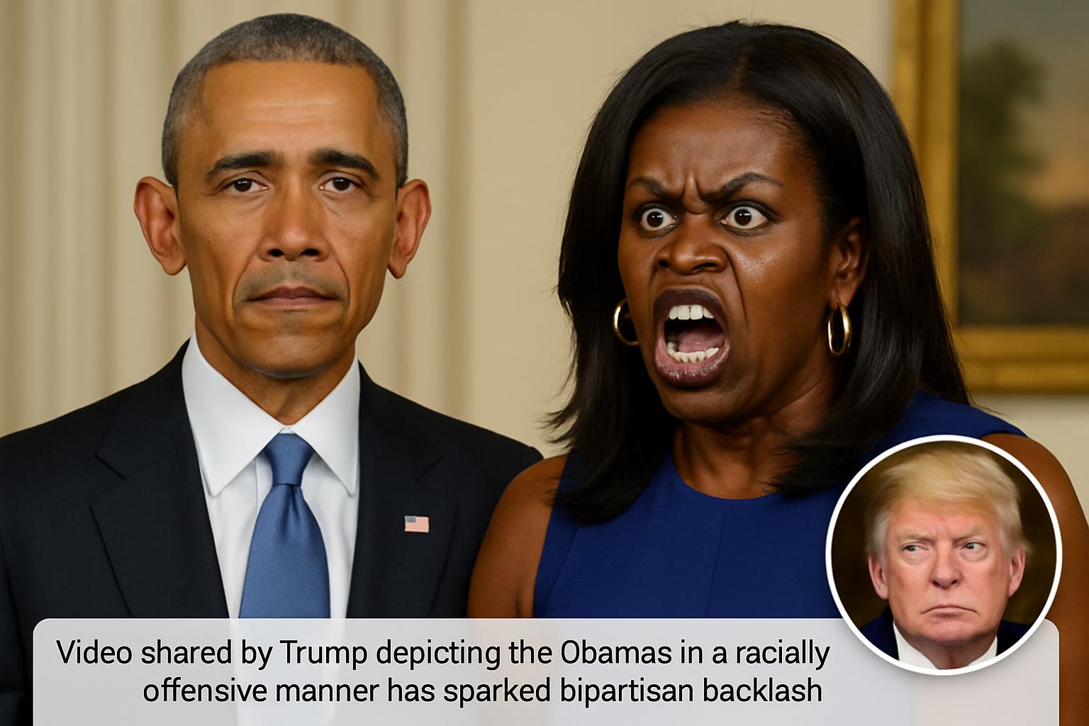 Trump Faces Backlash Over Racist Video Depicting Obamas
