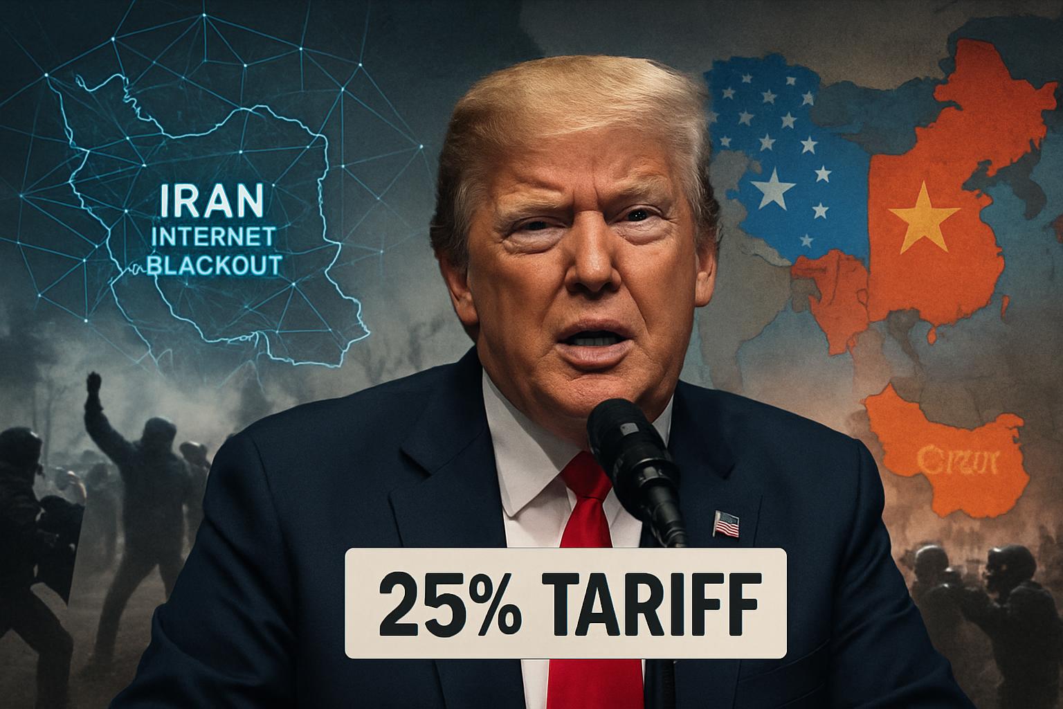 Trump Imposes 25% Tariff Amid Iran Protests and Internet Blackout