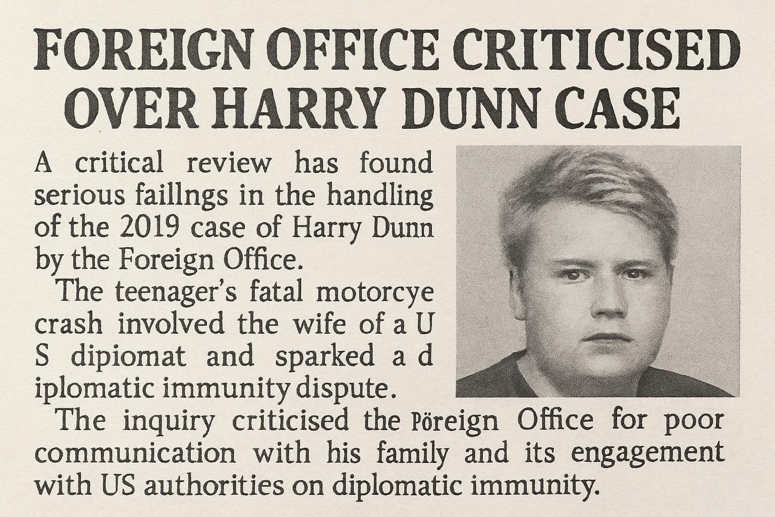 Independent Review Criticizes Foreign Office Over Handling of Harry Dunn Case