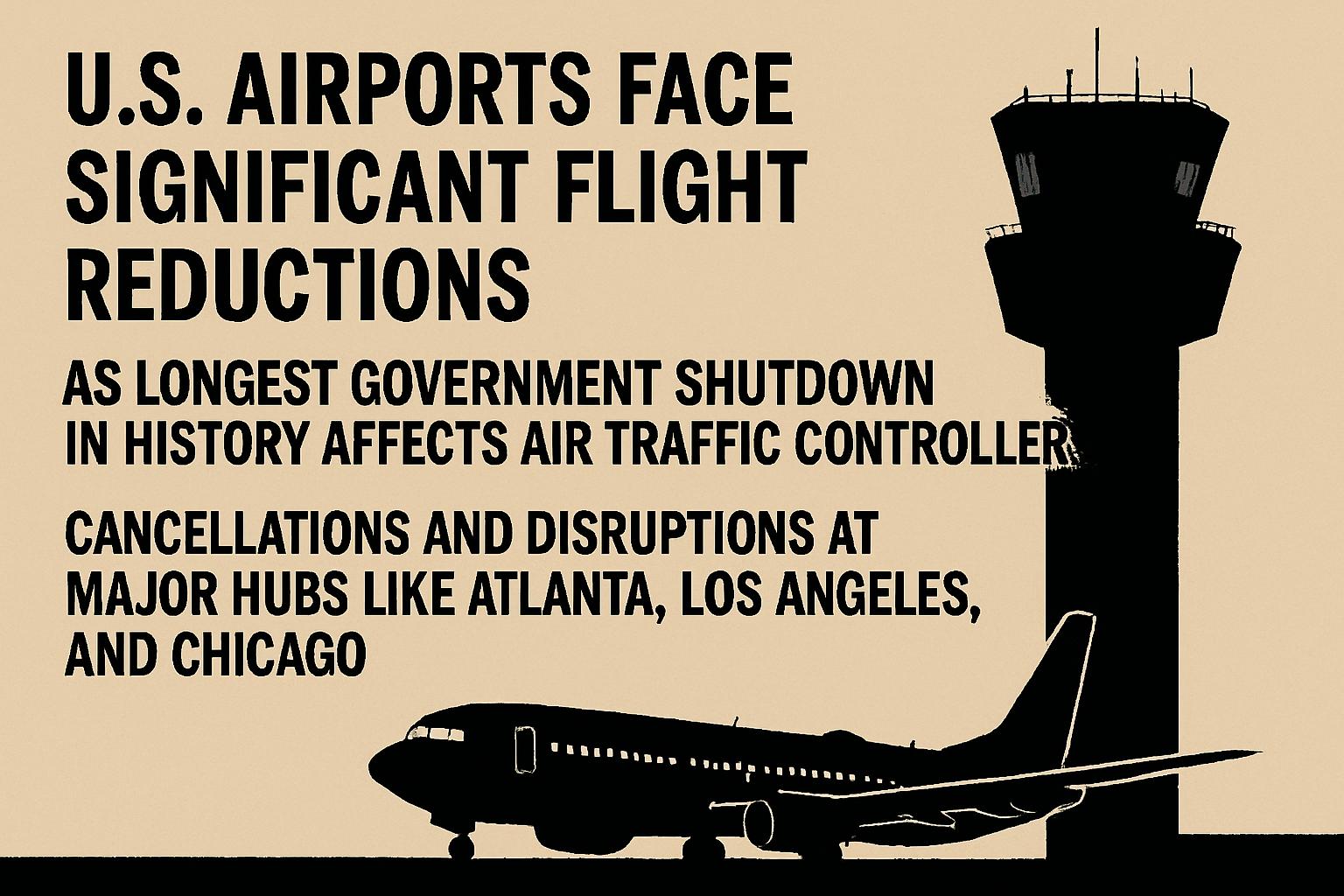 US Airports Face Flight Reductions Amid Record Government Shutdown